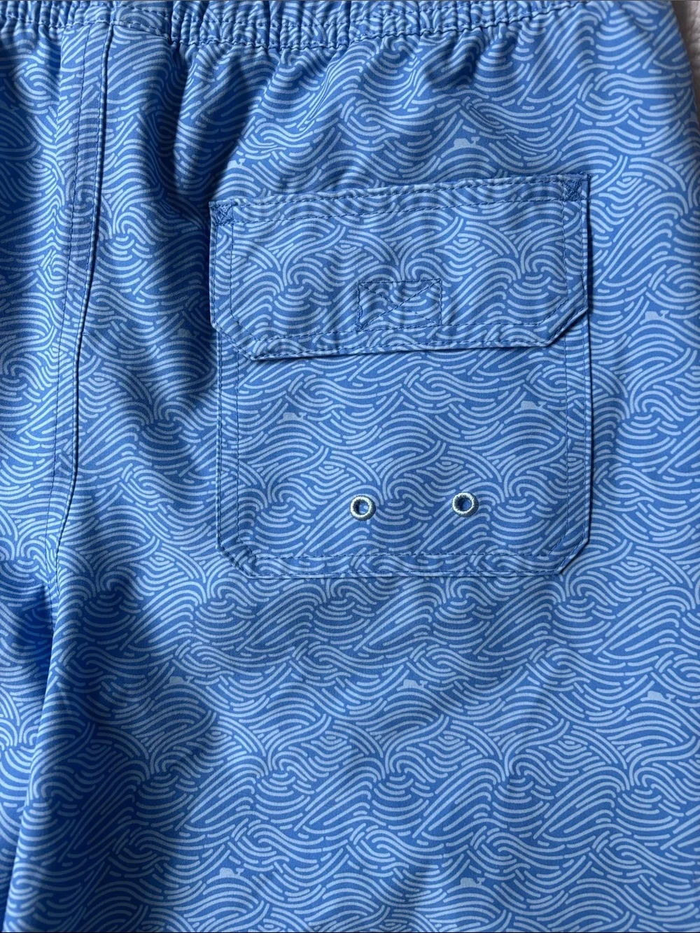 Vineyard Vines Light Blue Wave-Print Swim Trunks